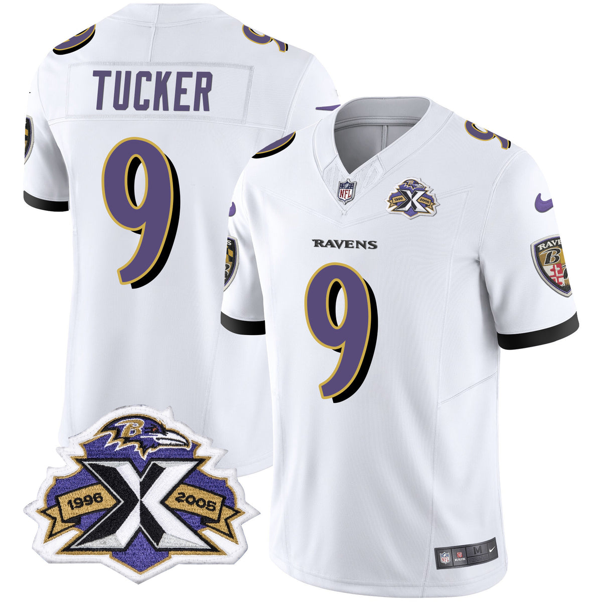 Men's Ravens 2005 Throwback Black Vapor Limited Jersey - All Stitched - White - Justin Tucker — view 1