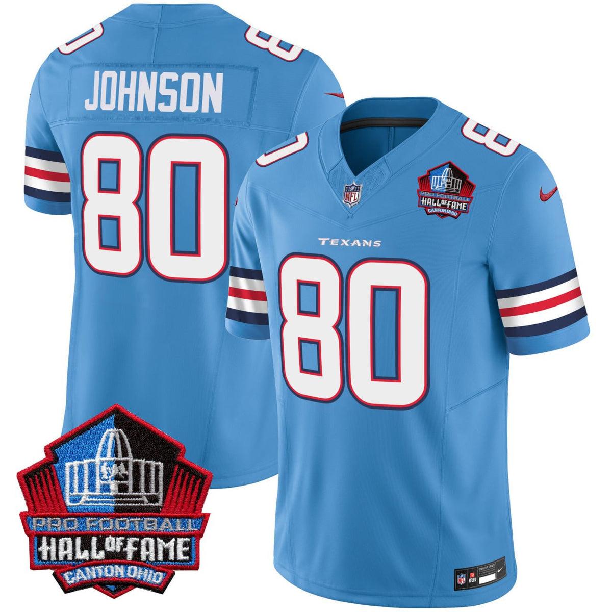 Andre Johnson #80 Houston Texans Hall of Fame Patch Blue Jersey - All Stitched - Blue — view 1