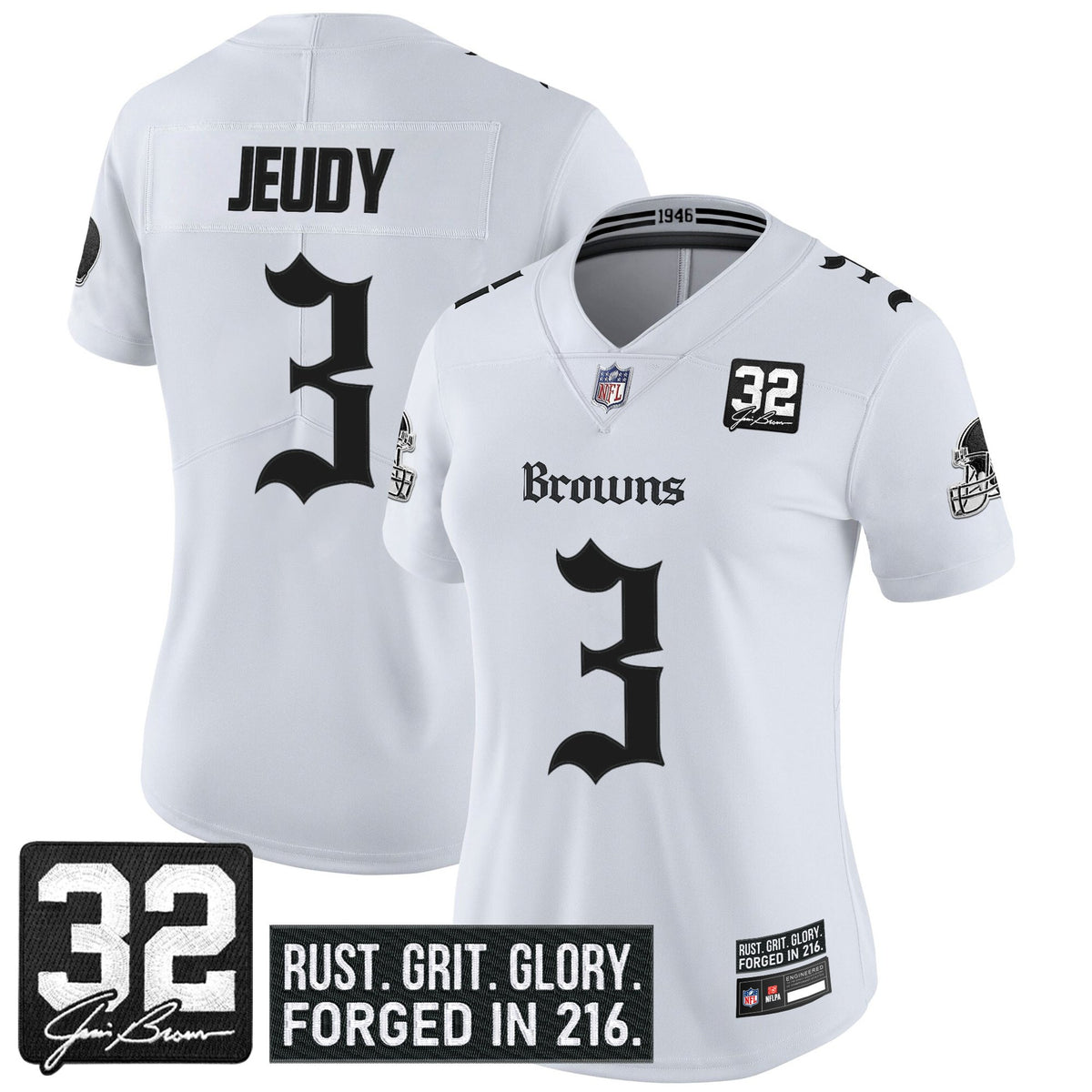 Women's Cleveland Browns 'Gothic Dawg Shadows Drop' Vapor Limited Jersey - All Stitched — view 1