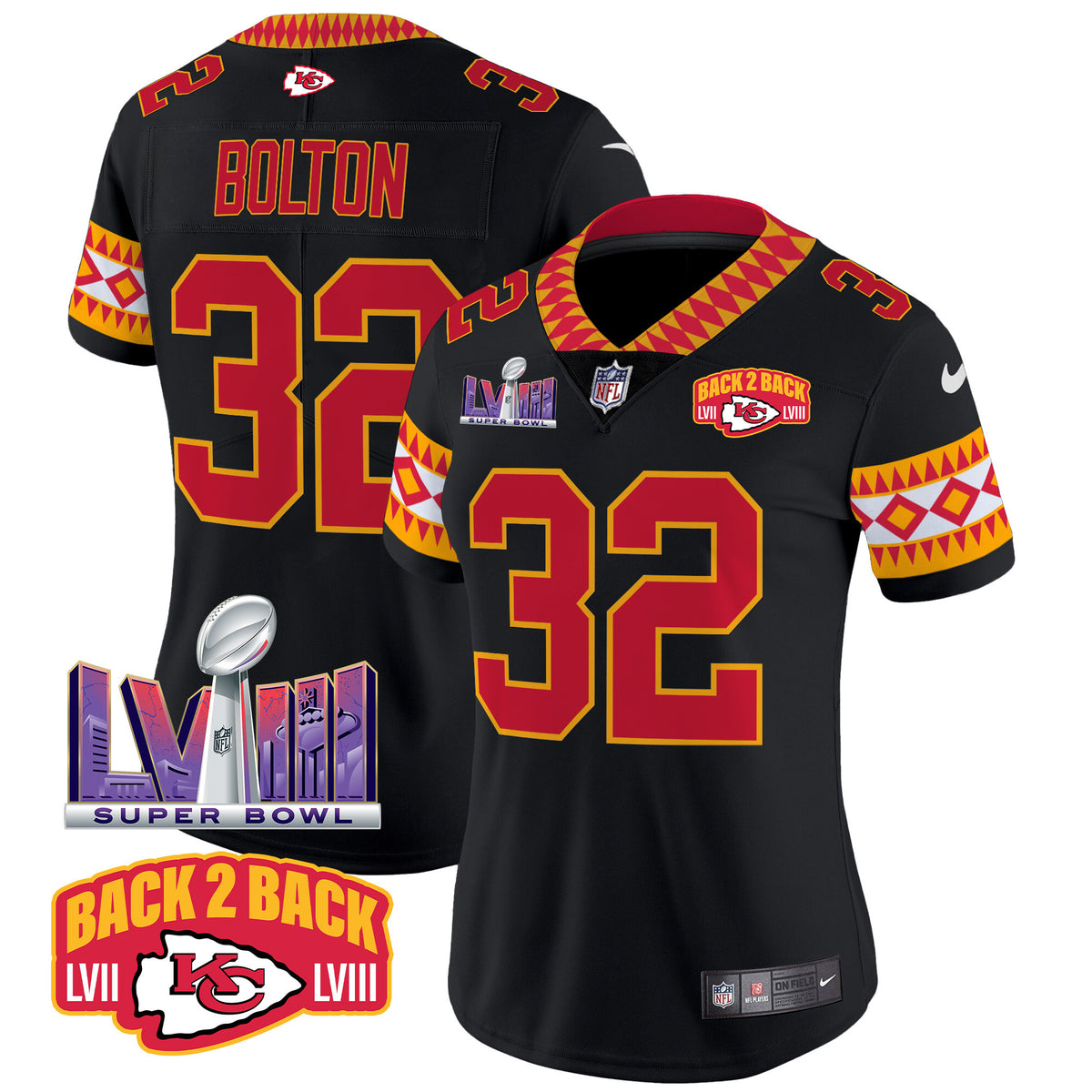 Women's Chiefs Special Vapor Limited Jersey - All Stitched - Black - Nick Bolton — view 1