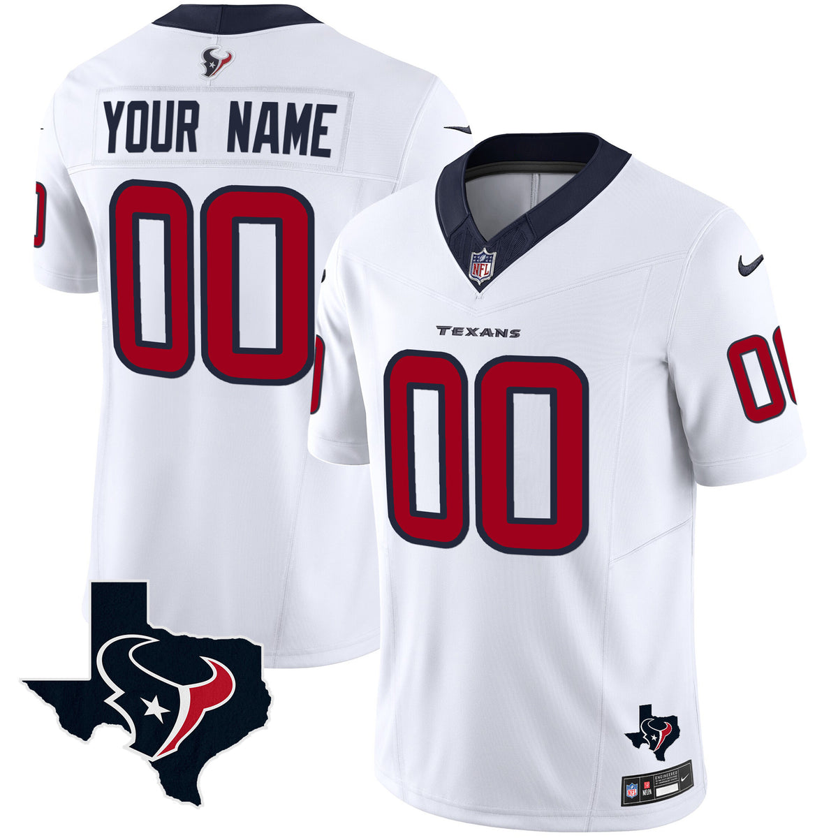 Houston Texans Vapor Limited Custom Jersey - All Stitched - White — view 1