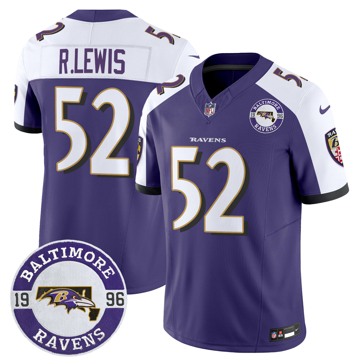 Men's Ravens 2024 Vapor Limited Jersey - Est. 1996 Patch - All Stitched - Purple Alternate - Ray Lewis — view 1