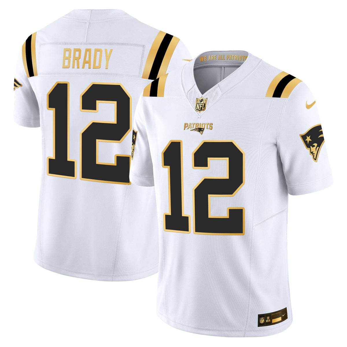 Men's New England Patriots 2025 Gold Vapor Limited Jersey - All Stitched - White Gold - Tom Brady — view 1