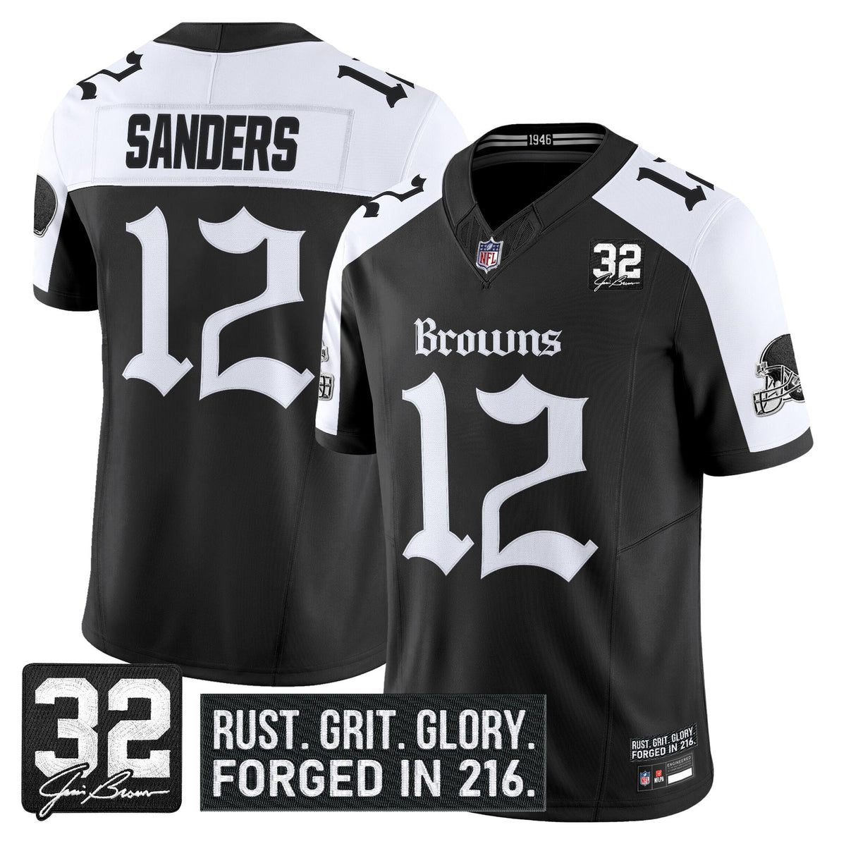 Men's Cleveland Browns 'Gothic Dawg Shadows Drop' Vapor Limited Jersey - All Stitched - Alternate - Shedeur Sanders — view 1