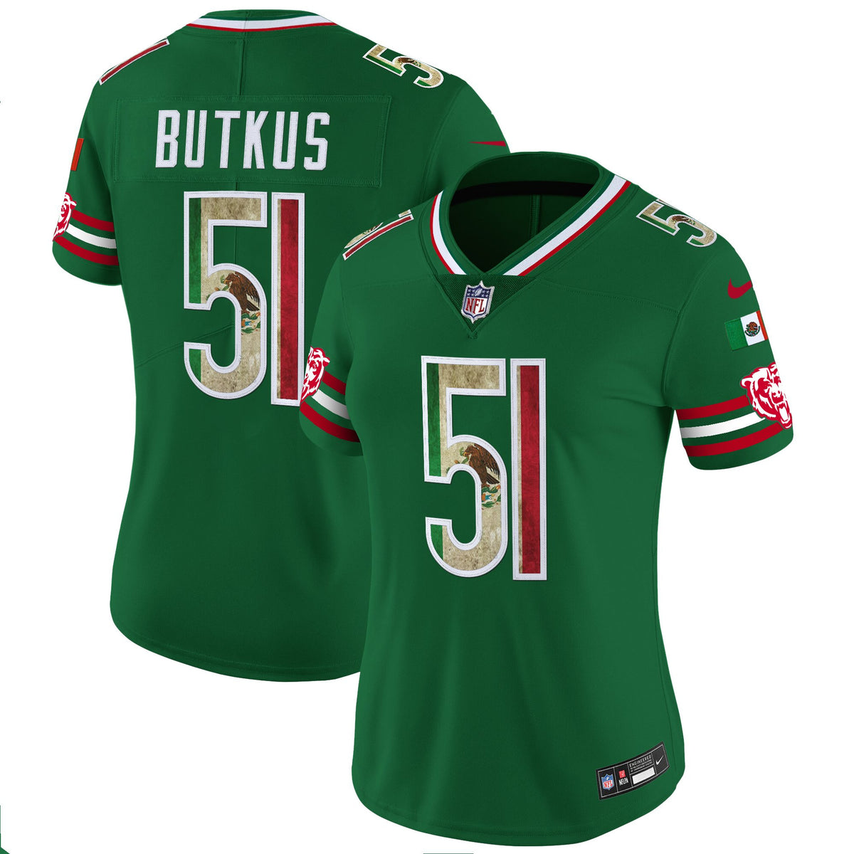 Women's Chicago Bears Mexico Vapor Limited Jersey - All Stitched - Green - Dick Butkus — view 1