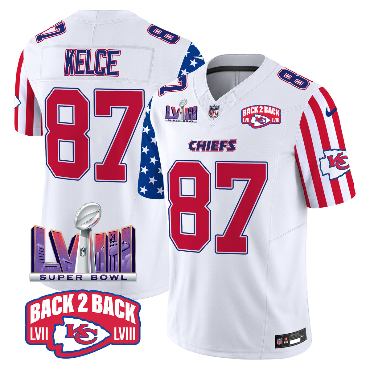 Men's Chiefs American Style Vapor Limited Jersey - All Stitched - White - Travis Kelce — view 1