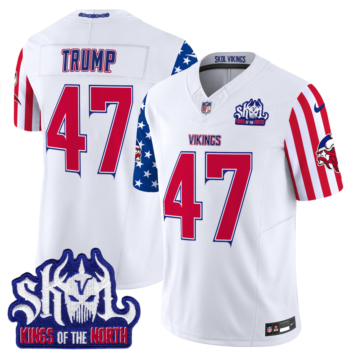 Men's Minnesota Vikings American Style Vapor Limited Jersey - All Stitched - White - Donald Trump — view 1