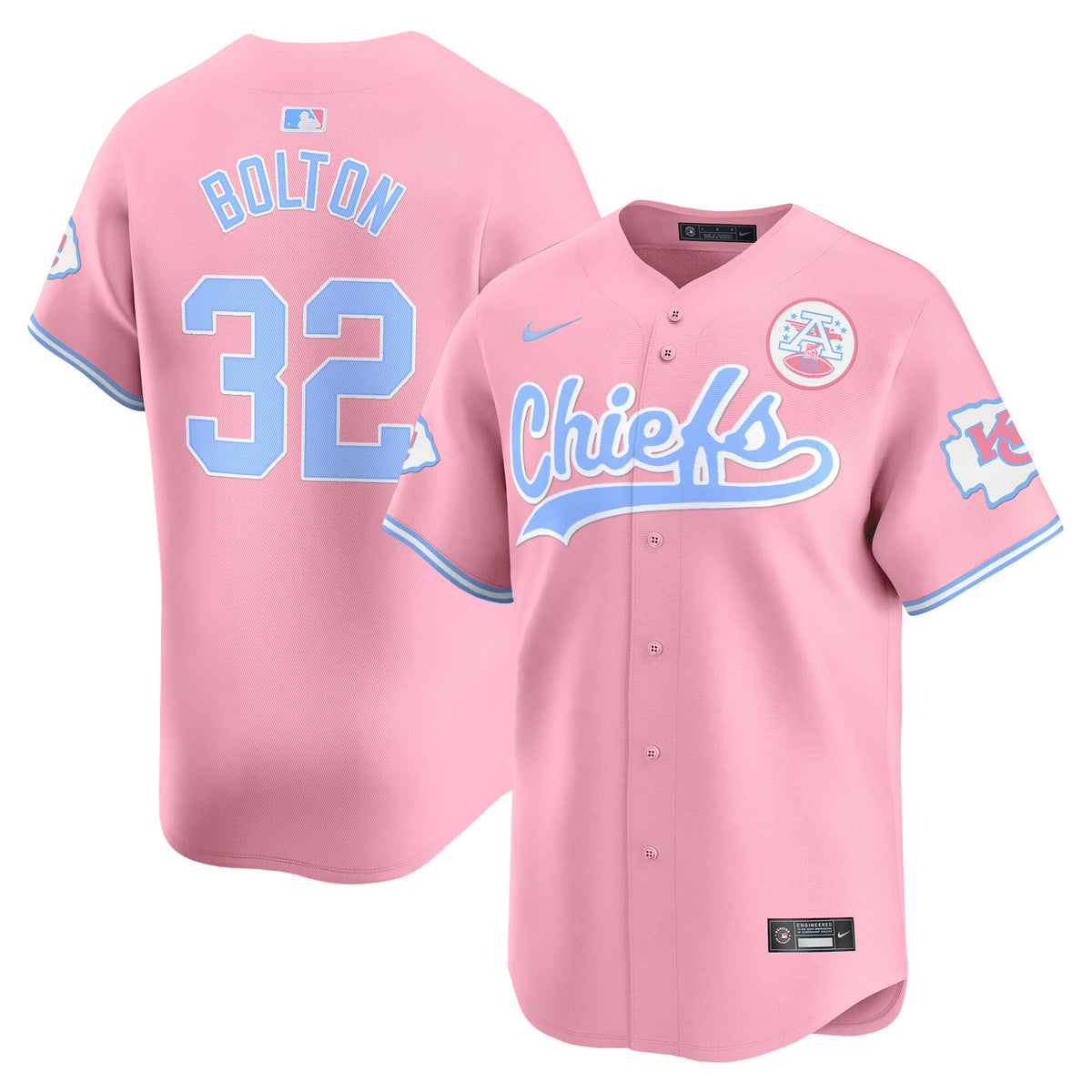 Unisex Chiefs Bubblegum Pink Vapor Premier Limited Jersey - All Stitched - Pink - Nick Bolton — view 1