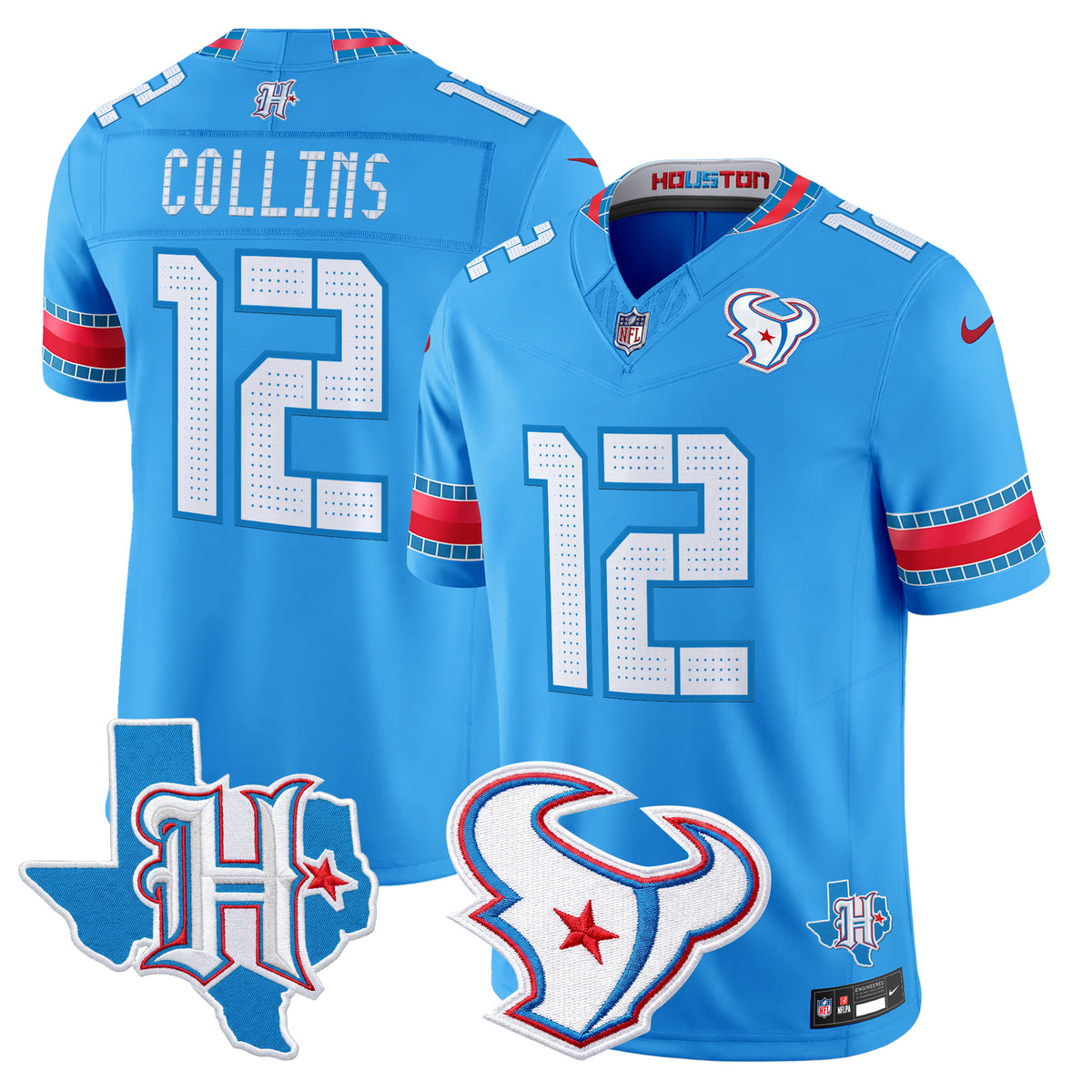 Men's Houston Texans 2026 Rivalries Vapor Limited Jersey - Texas Patch - All Stitched - Blue - Nico Collins — view 1