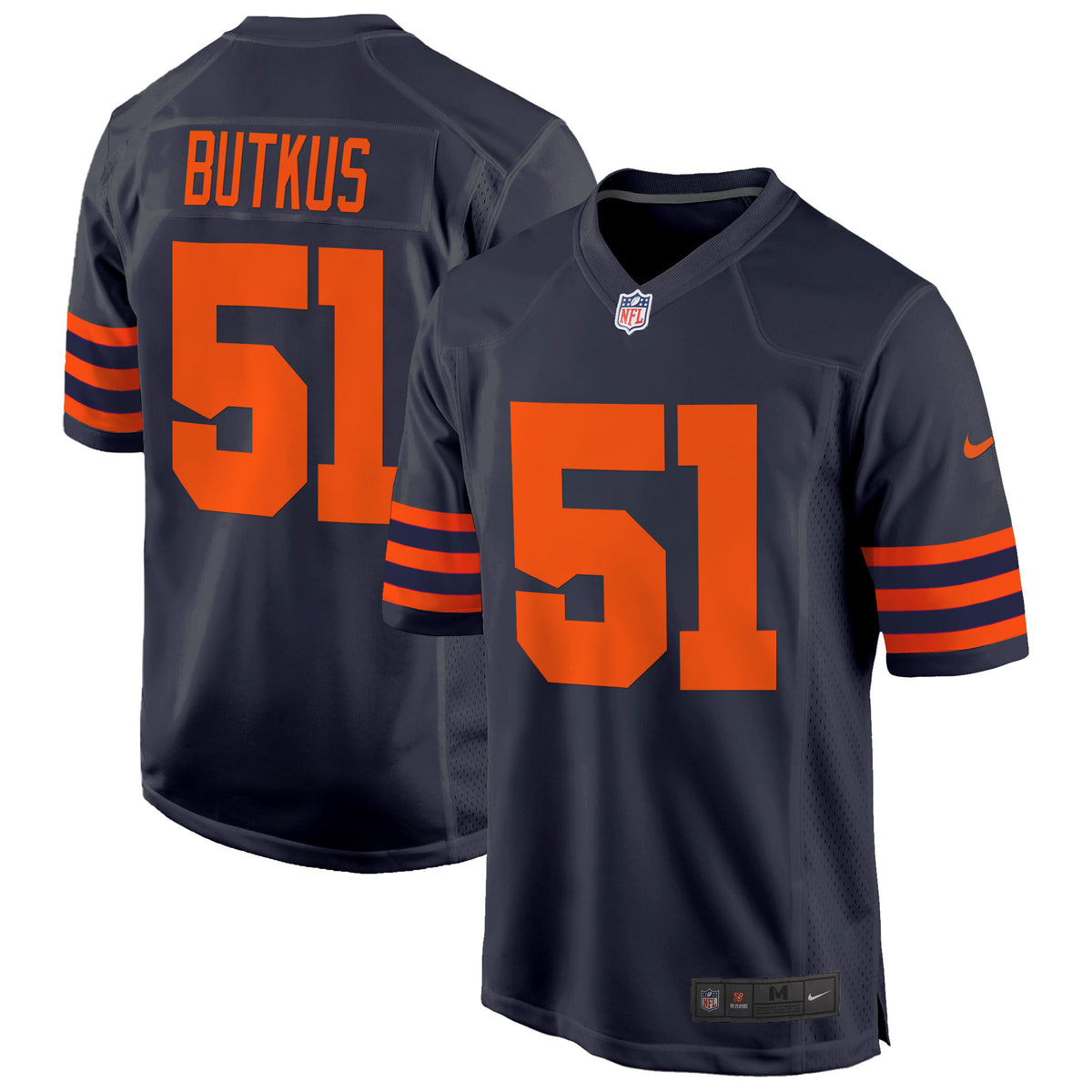Men's Chicago Bears Throwback Game Jersey - All Stitched - Navy - Dick Butkus — view 1