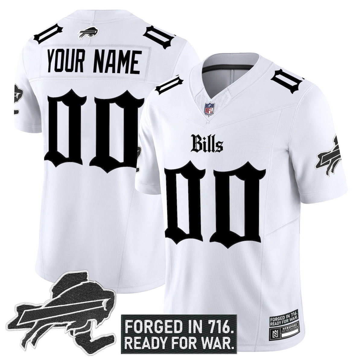Buffalo Bills 'Gothic Cold Front Edition' Vapor Limited Custom Jersey - All Stitched - White — view 1