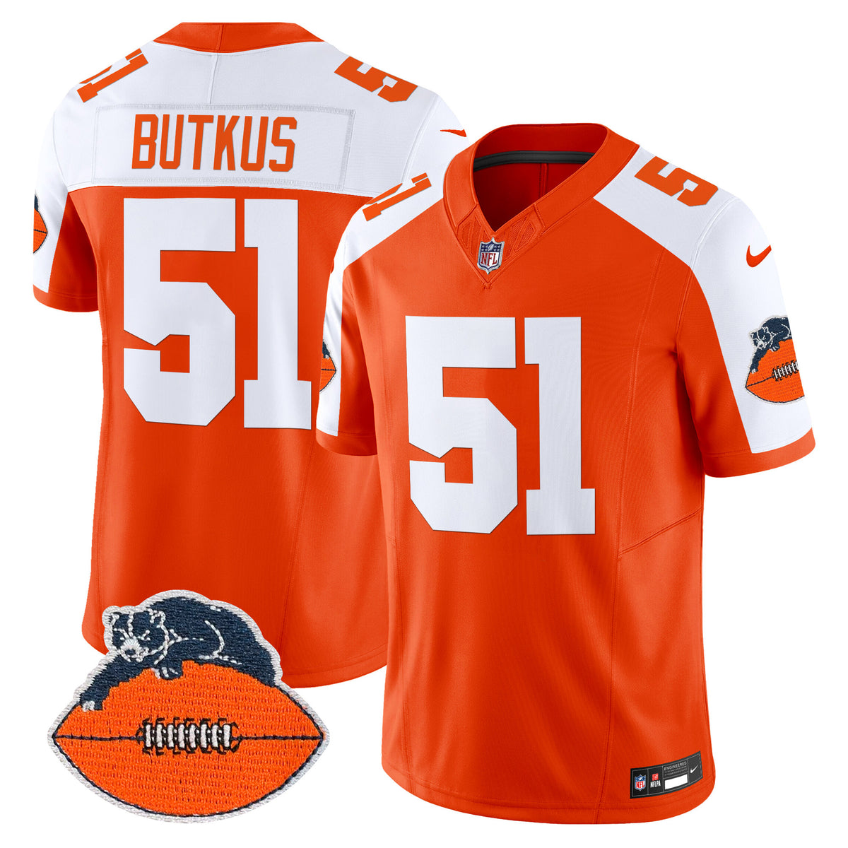 Men's Chicago Bears Throwback Vapor Limited Jersey - All Stitched - Orange Alternate - Dick Butkus — view 1