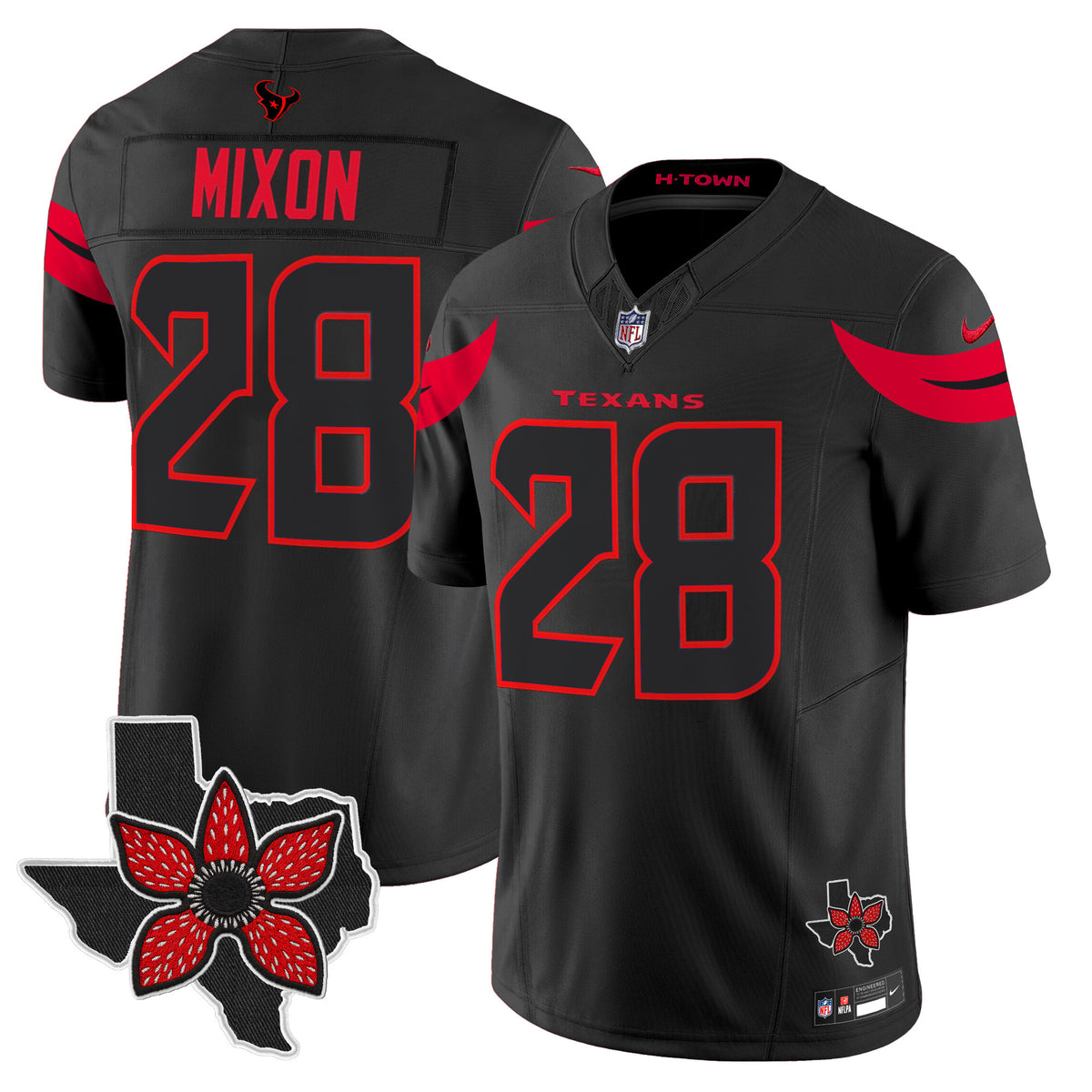 Men's Houston Texans 'Stranger Things Edition' Vapor Limited Jersey - All Stitched - Black - Joe Mixon — view 1