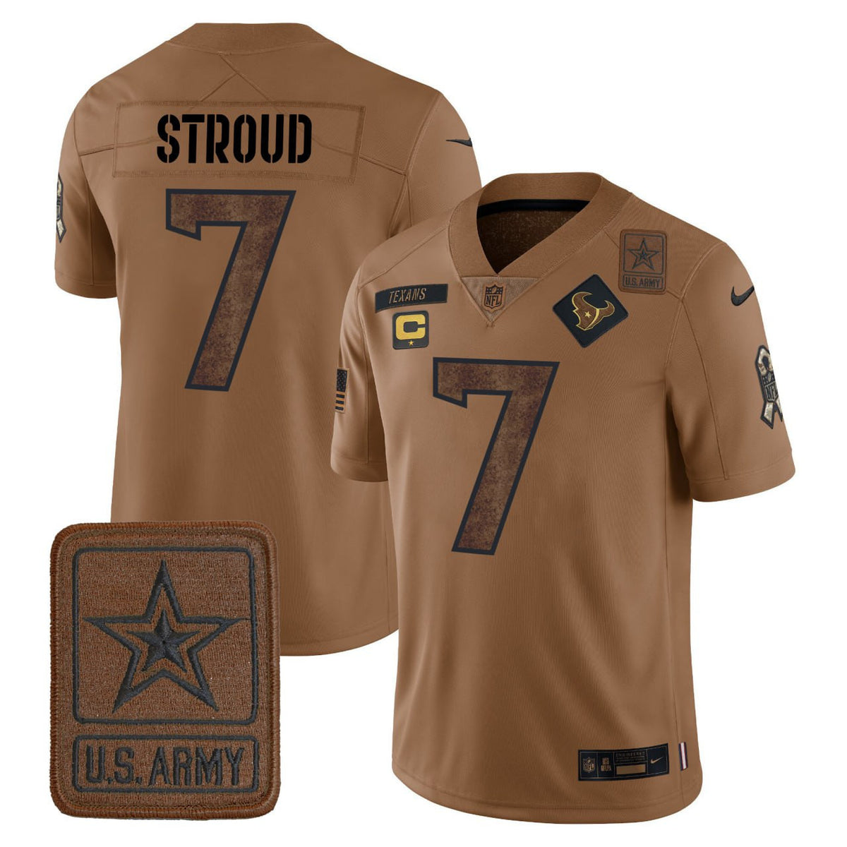 C.J. Stroud #7 Houston Texans US Army Patch Salute Jersey - All Stitched - Salute — view 1