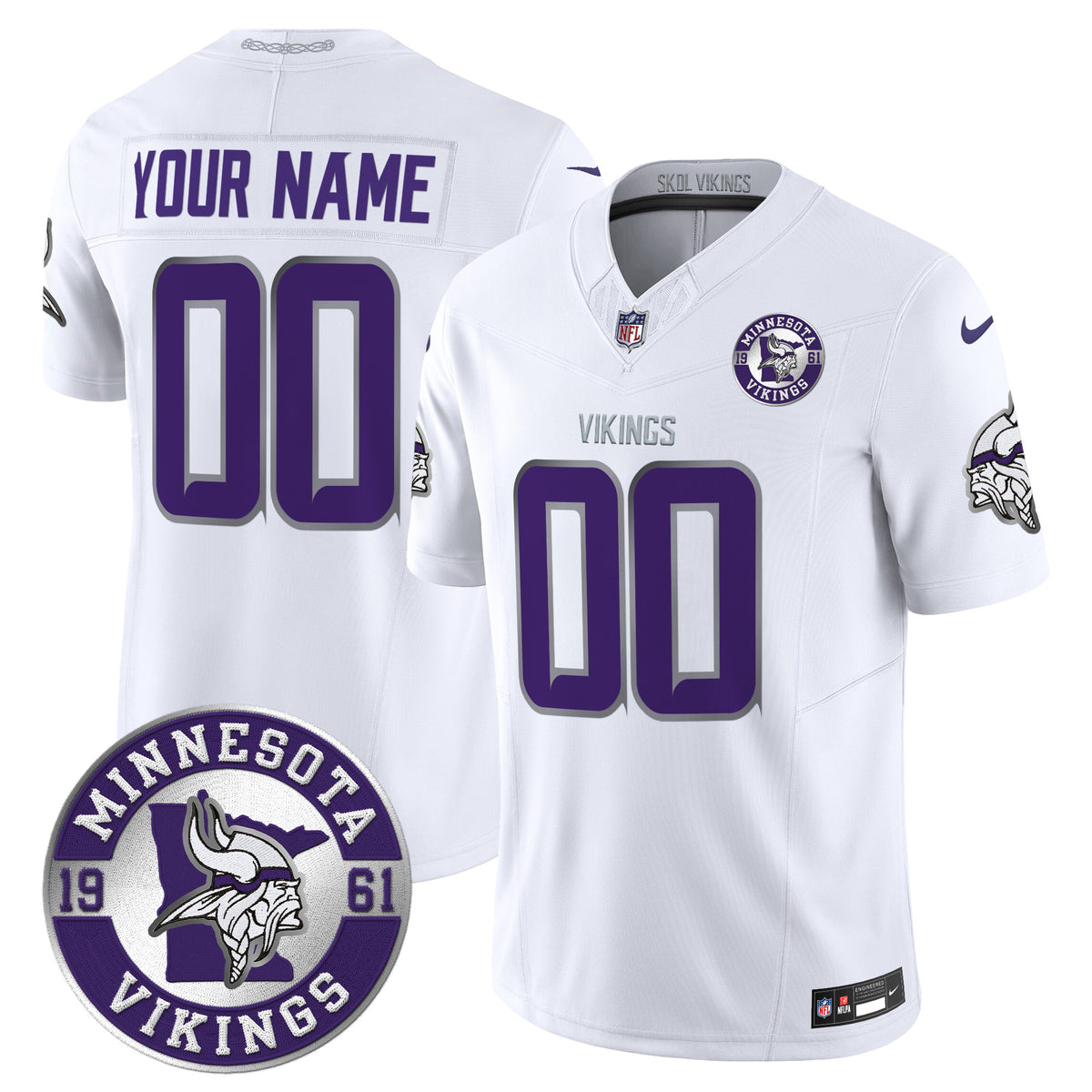 Minnesota Vikings 2024 Vapor Limited Custom Jersey V2 - Est. 1961 Patch - All Stitched - Winter Warrior — view 1