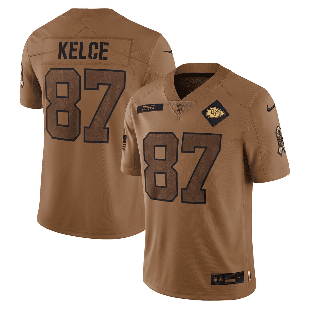 Kansas City Chiefs 2023 Salute To Service Limited Jersey - Brown - Travis Kelce — view 1