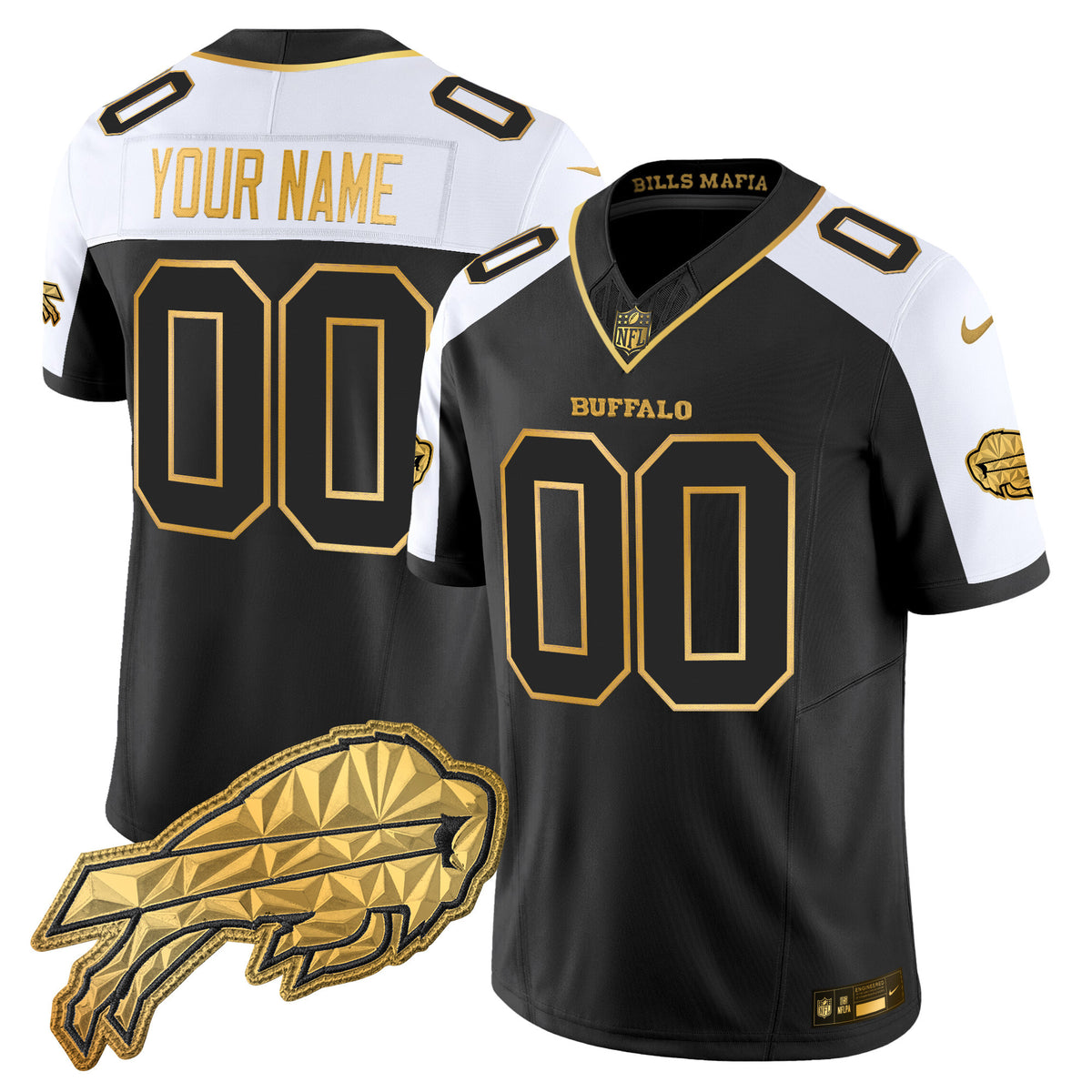 Buffalo Bills 2025 Rivalries Gold Vapor Limited Custom Jersey - All Stitched - Alternate — view 1