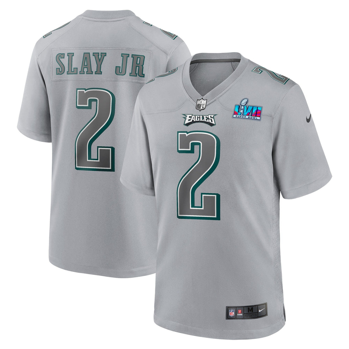 Eagles Super Bowl LVII Patch Atmosphere Game Jersey - Gray - All Stitched - Darius Slay Jr — view 1