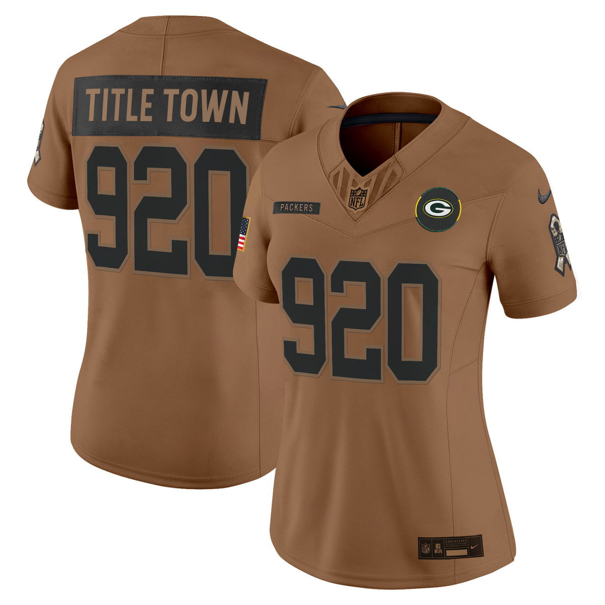 Women's Green Bay Packers 2025 Salute to Service Vapor Limited Jersey - All Stitched - Brown - Title Town 920 — view 1