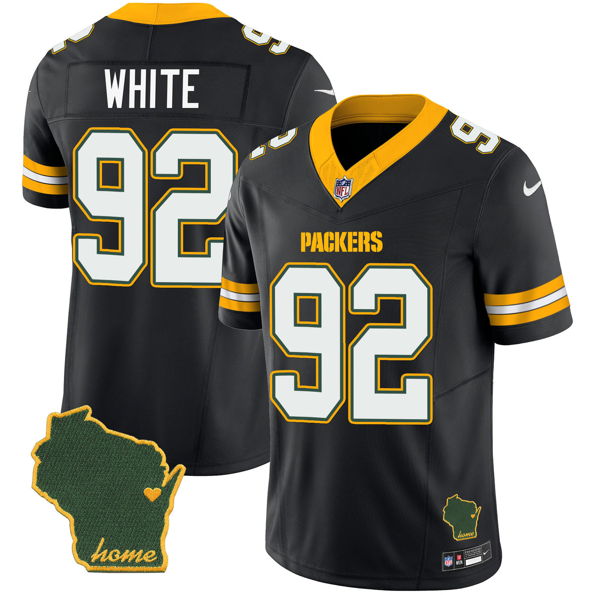 Men's Packers Home Patch Vapor Jersey V2 - All Stitched - Black - Reggie White — view 1