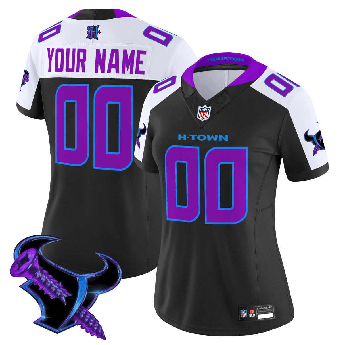 Houston Texans 2025 DJ Screw Vapor Limited Custom Jersey - All Stitched - Black Alternate ~0234180 — view 1