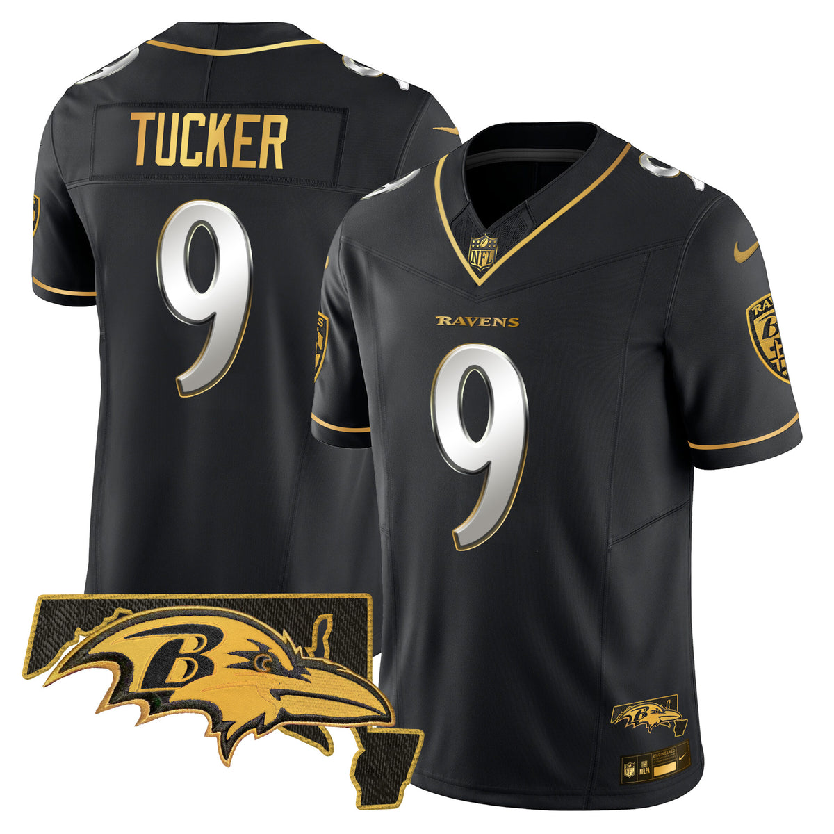 Men's Ravens 2024 Gold Vapor Limited Jersey - All Stitched - Black Limited - Justin Tucker — view 1