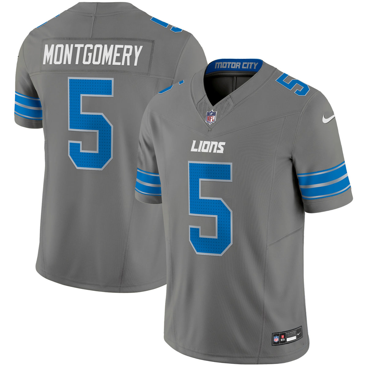 Men's Detroit Lions 2024 Vapor Limited Jersey - All Stitched - Gray - David Montgomery — view 1