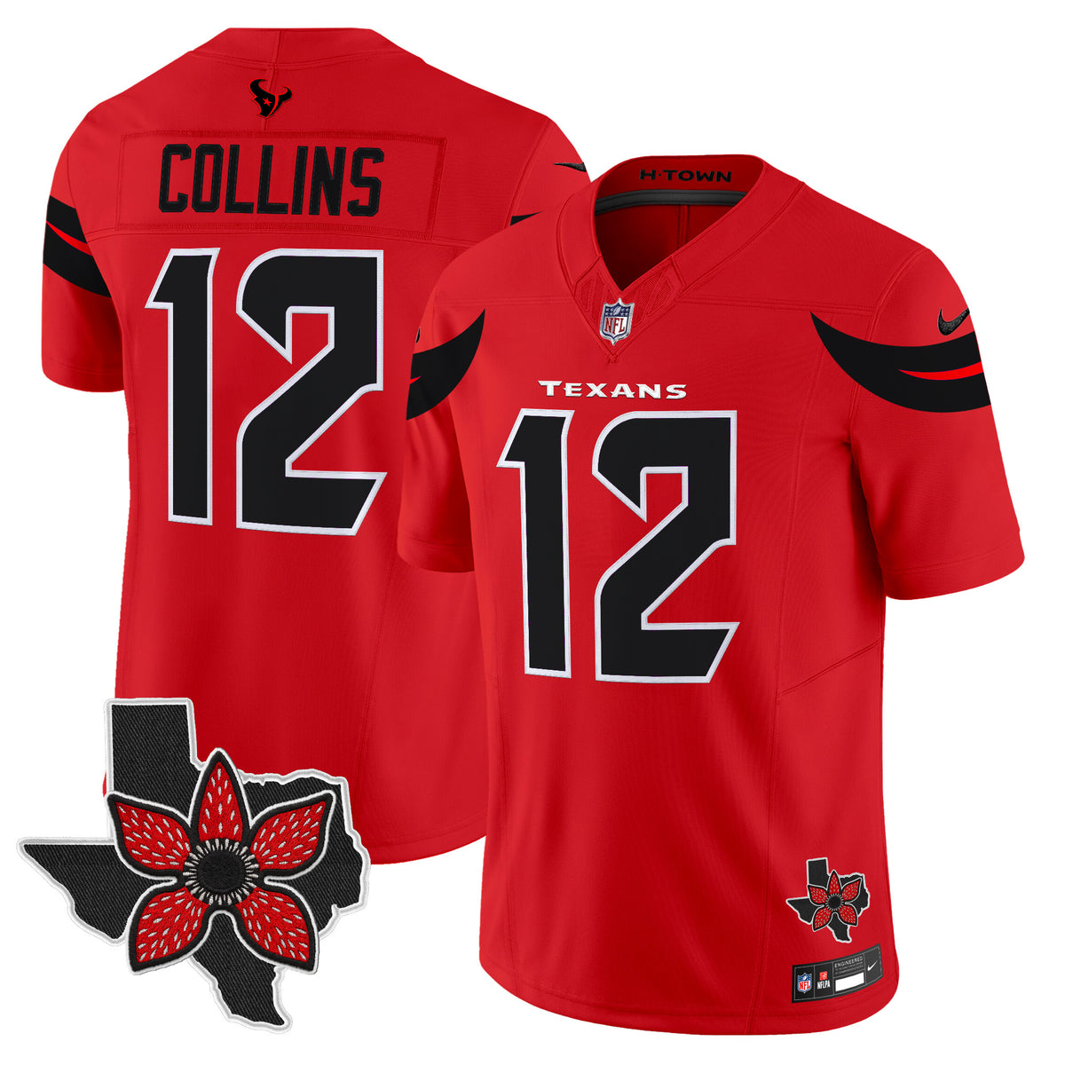 Men's Houston Texans 'Stranger Things Edition' Vapor Limited Jersey - All Stitched - Red - Nico Collins — view 1