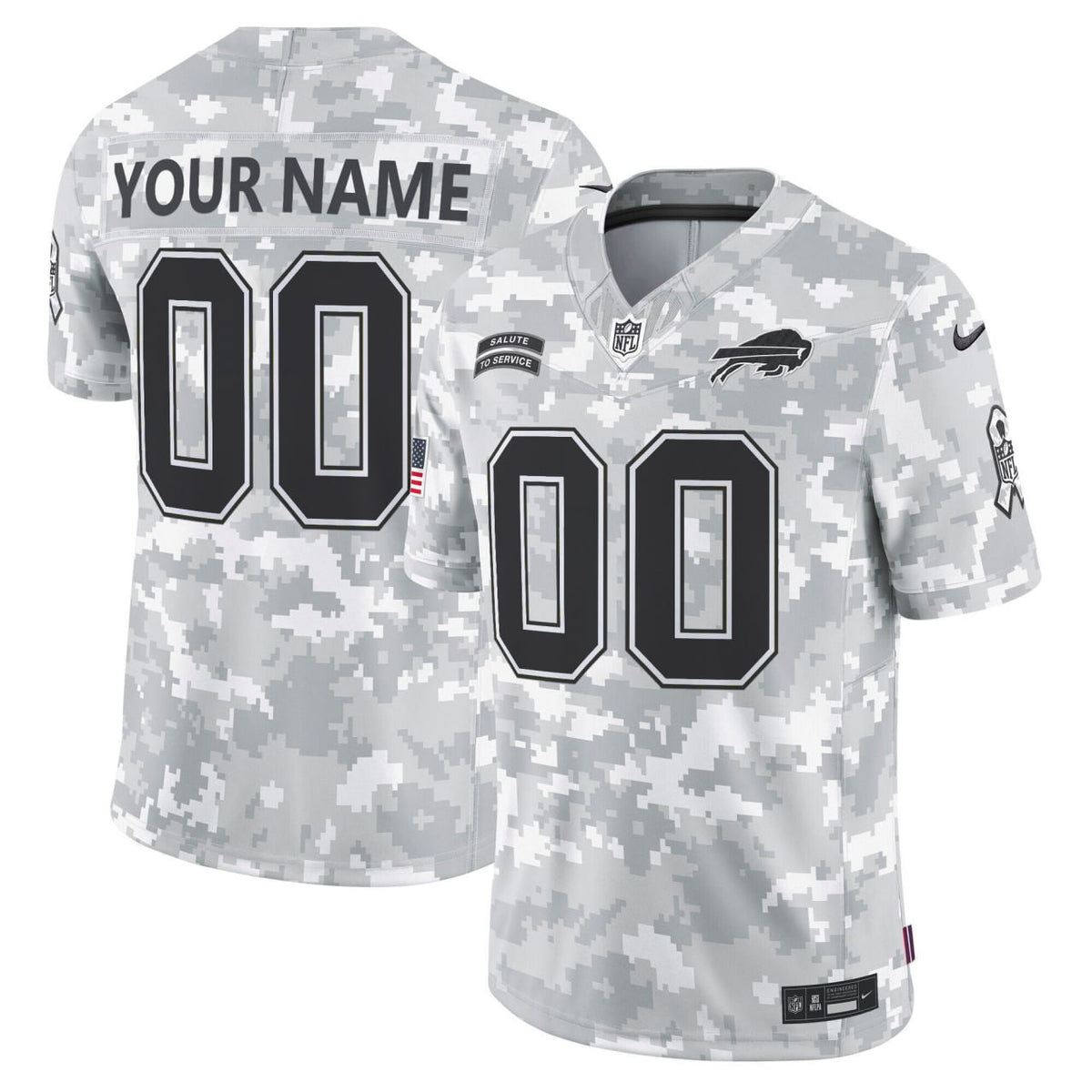 Buffalo Bills 2024 Salute to Service Custom Jersey - Arctic Camo - All Stitched - Arctic Camo — view 1