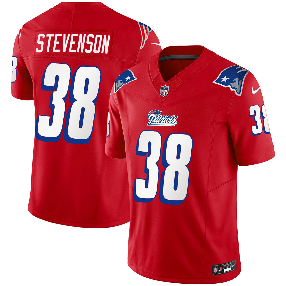 Youth's Patriots 1996 Throwback Limited Vapor Jersey - All Stitched - Red - Rhamondre Stevenson — view 1