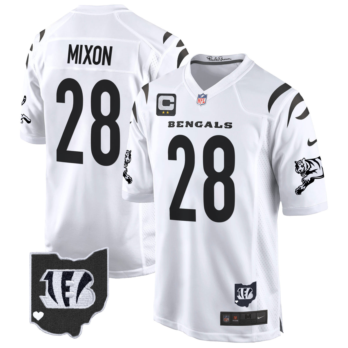 Men's Cincinnati Bengals 2024 Game Jersey - All Stitched - White Limited - Joe Mixon — view 1