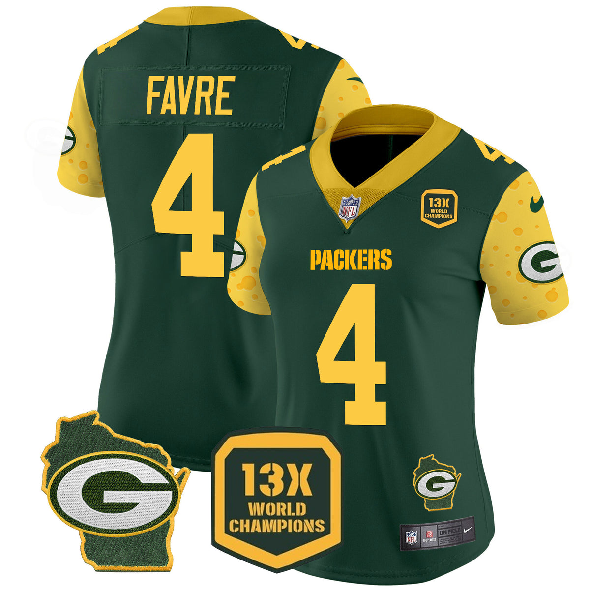 Women's Packers Cheese Vapor Limited Jersey – All Stitched - Green - Brett Favre — view 1