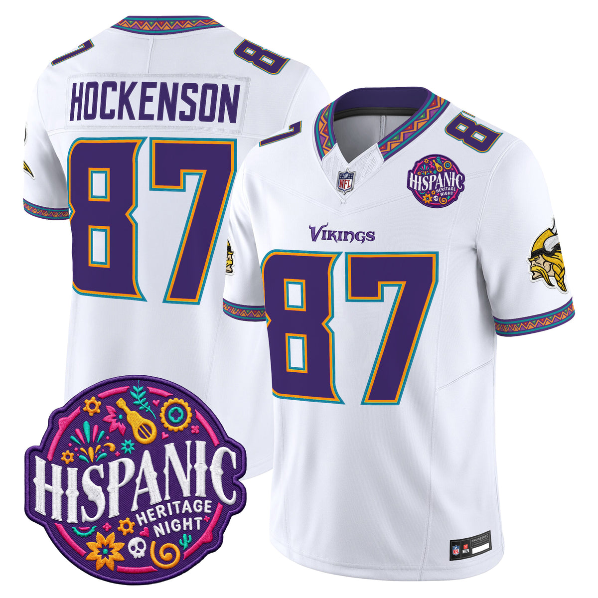 Men's Minnesota Vikings 2026 Latino Heritage Month Vapor Limited Jersey - All Stitched - White - T.J. Hockenson — view 1