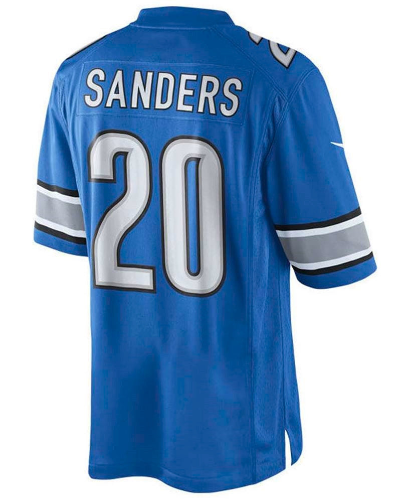 Barry Sanders Detroit Lions Home Blue Jersey - All Stitched - Barry Sanders — view 1
