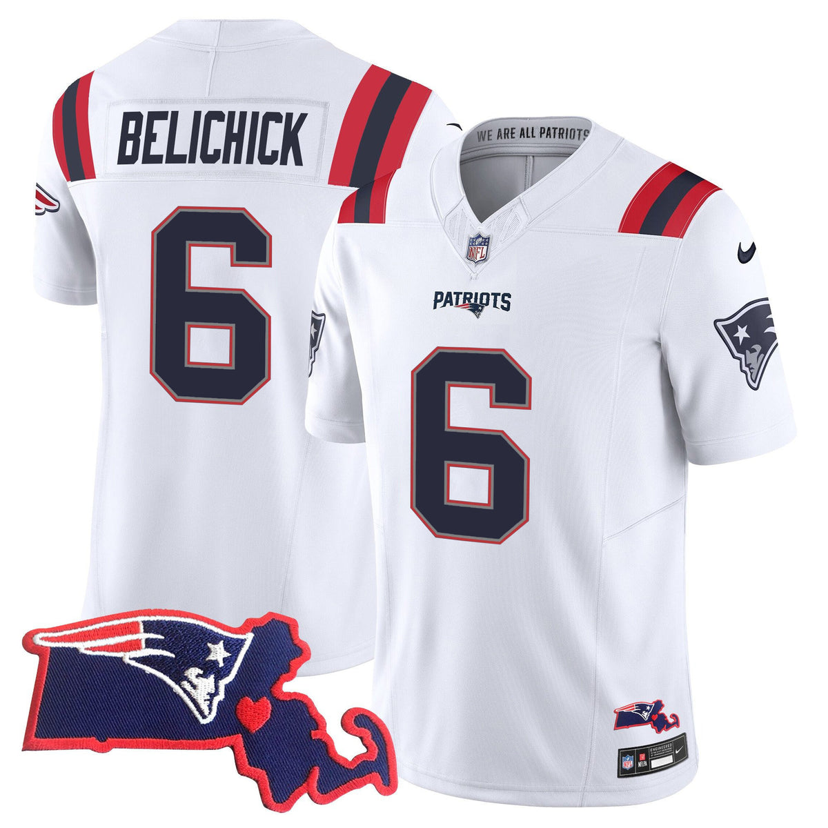 Women's Patriots Bill Belichick 6x Champions Vapor Jersey - All Stitched - White - Bill Belichick — view 1