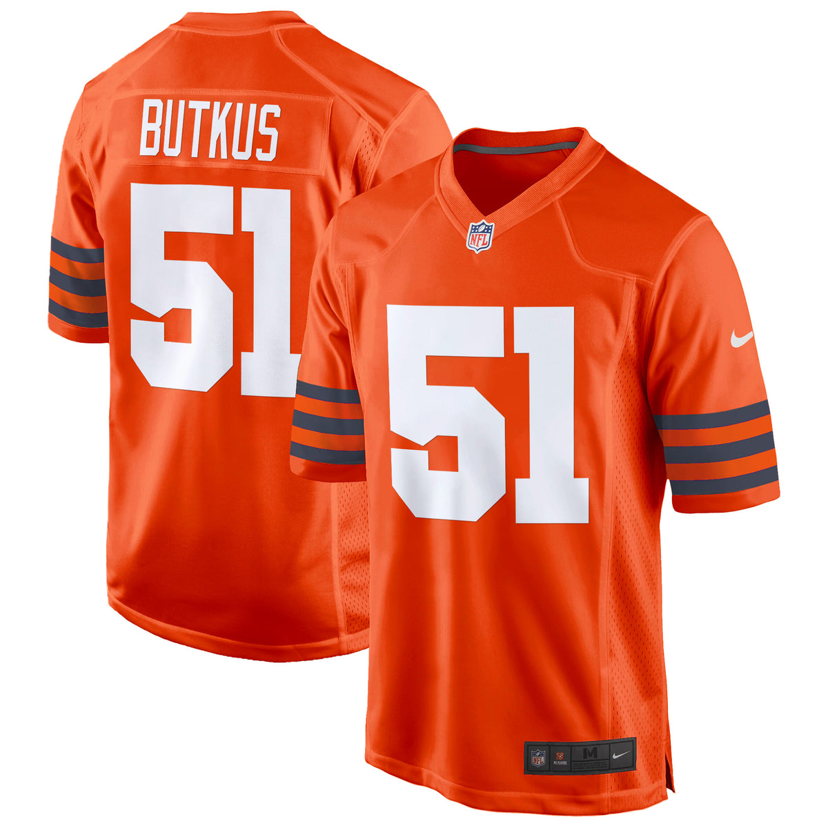 Men's Chicago Bears Throwback Game Jersey - All Stitched - Orange - Dick Butkus — view 1
