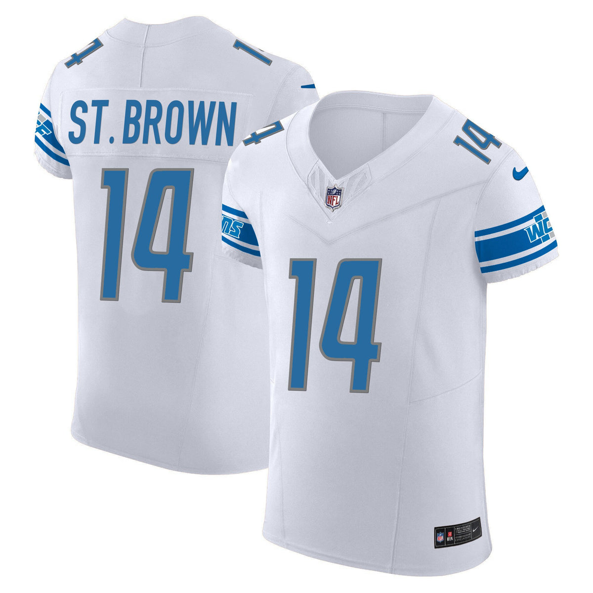 Men's Detroit Lions Vapor Elite Jersey - All Stitched - White - St. Brown — view 1
