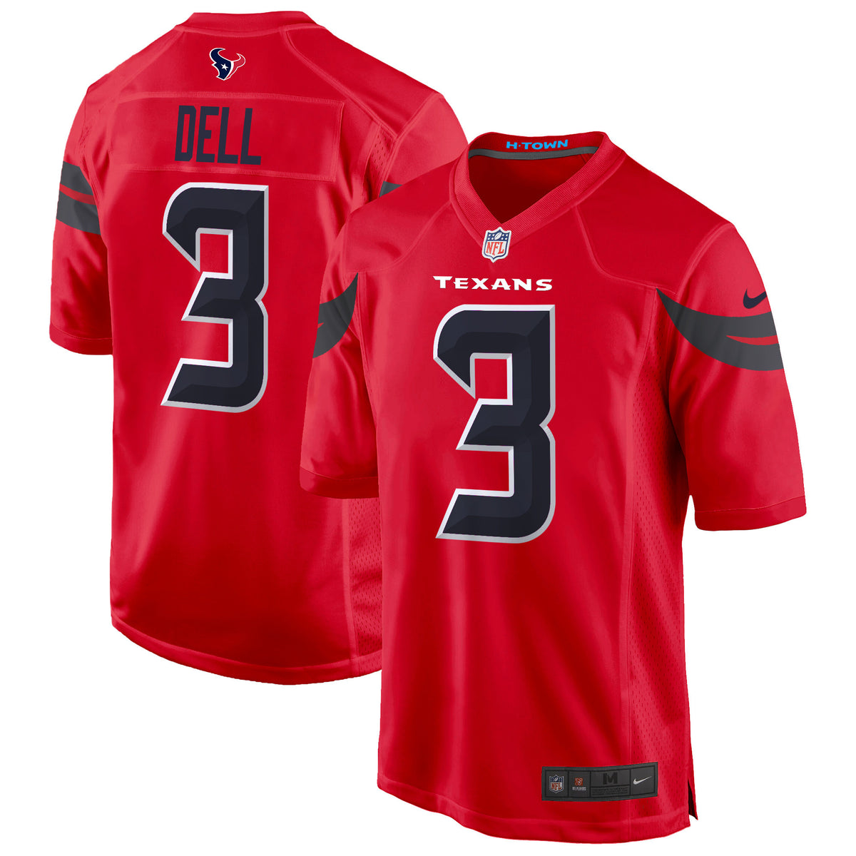 Men's Houston Texans 2024 Game Jersey - All Stitched - Red - Tank Dell — view 1