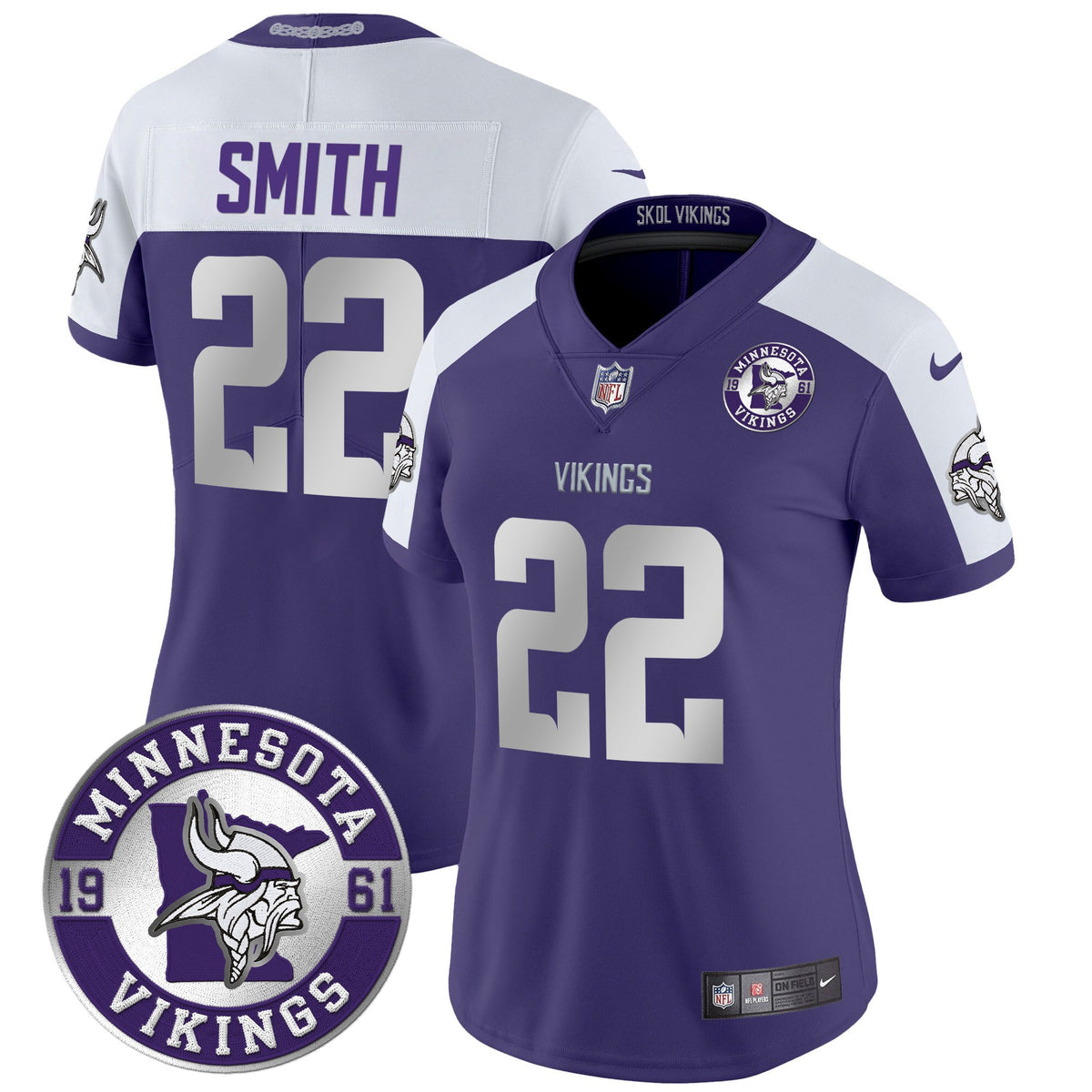 Women's Minnesota Vikings 2024 Vapor Limited Jersey - Est. 1961 Patch - All Stitched - Purple Alternate - Harrison Smith — view 1