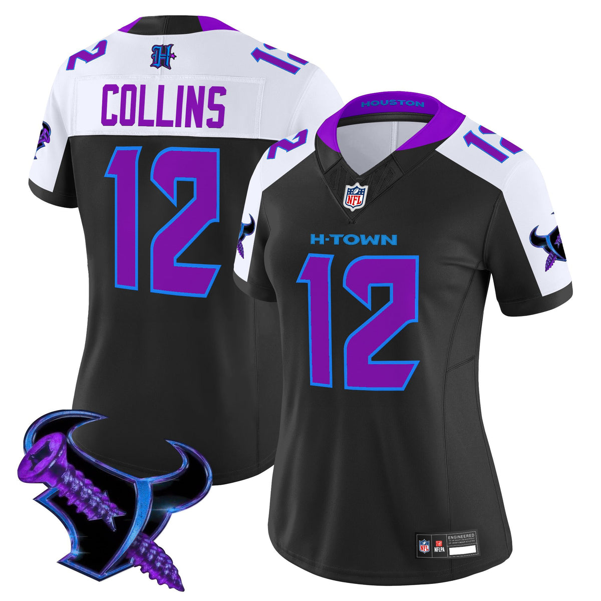 Women's Houston Texans 2025 DJ Screw Vapor Limited Jersey - All Stitched - Black Alternate - Nico Collins — view 1