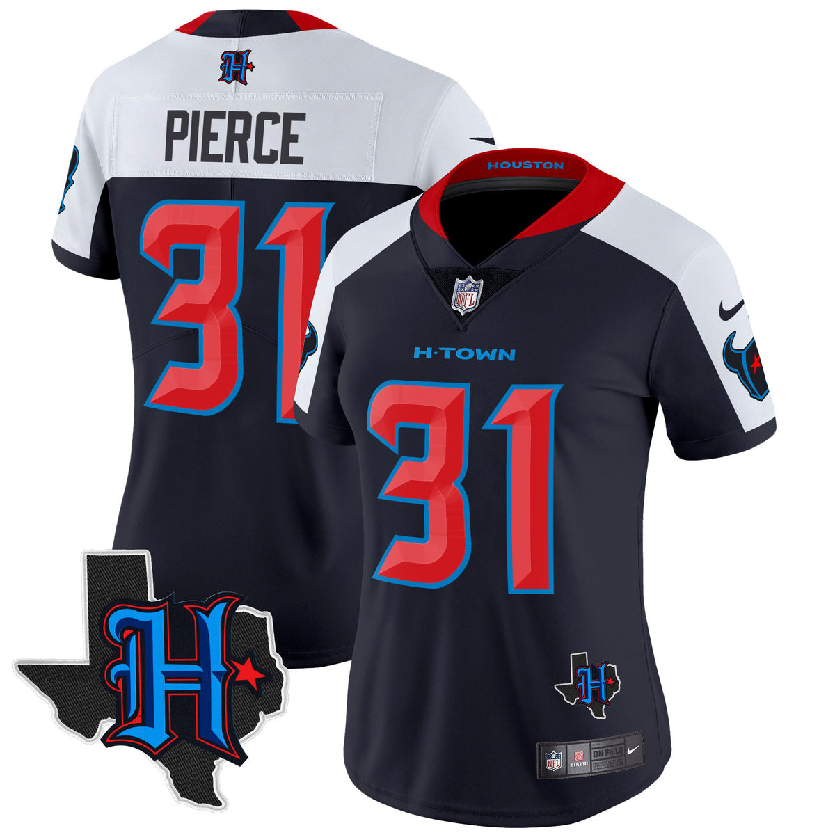 Women's Houston Texans 2024 Texas Patch Vapor Limited Jersey - All Stitched - Navy Alternate - Dameon Pierce — view 1