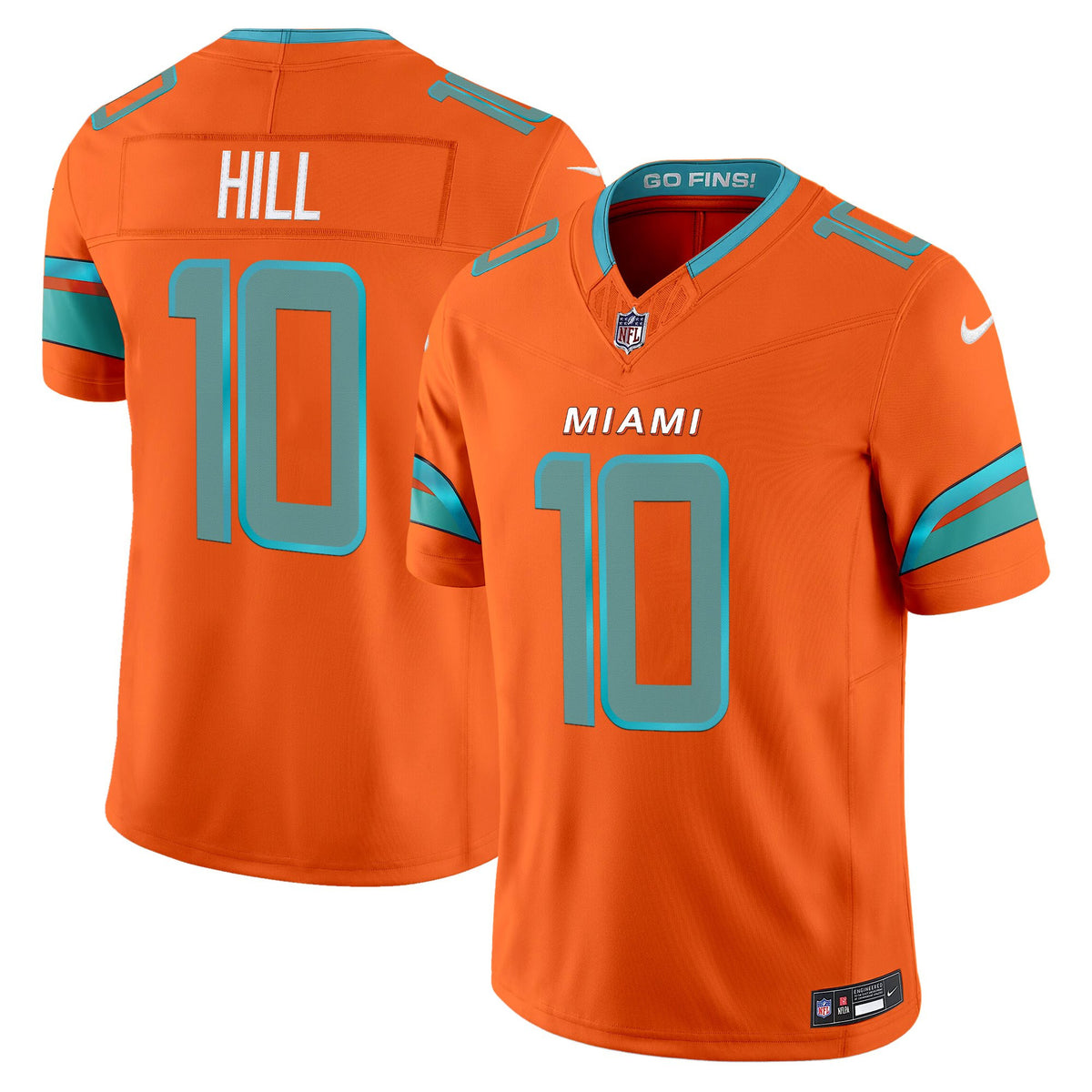 Men's Miami Dolphins 2025 Rivalries Vapor Limited Jersey - All Stitched - Orange - Tyreek Hill — view 1