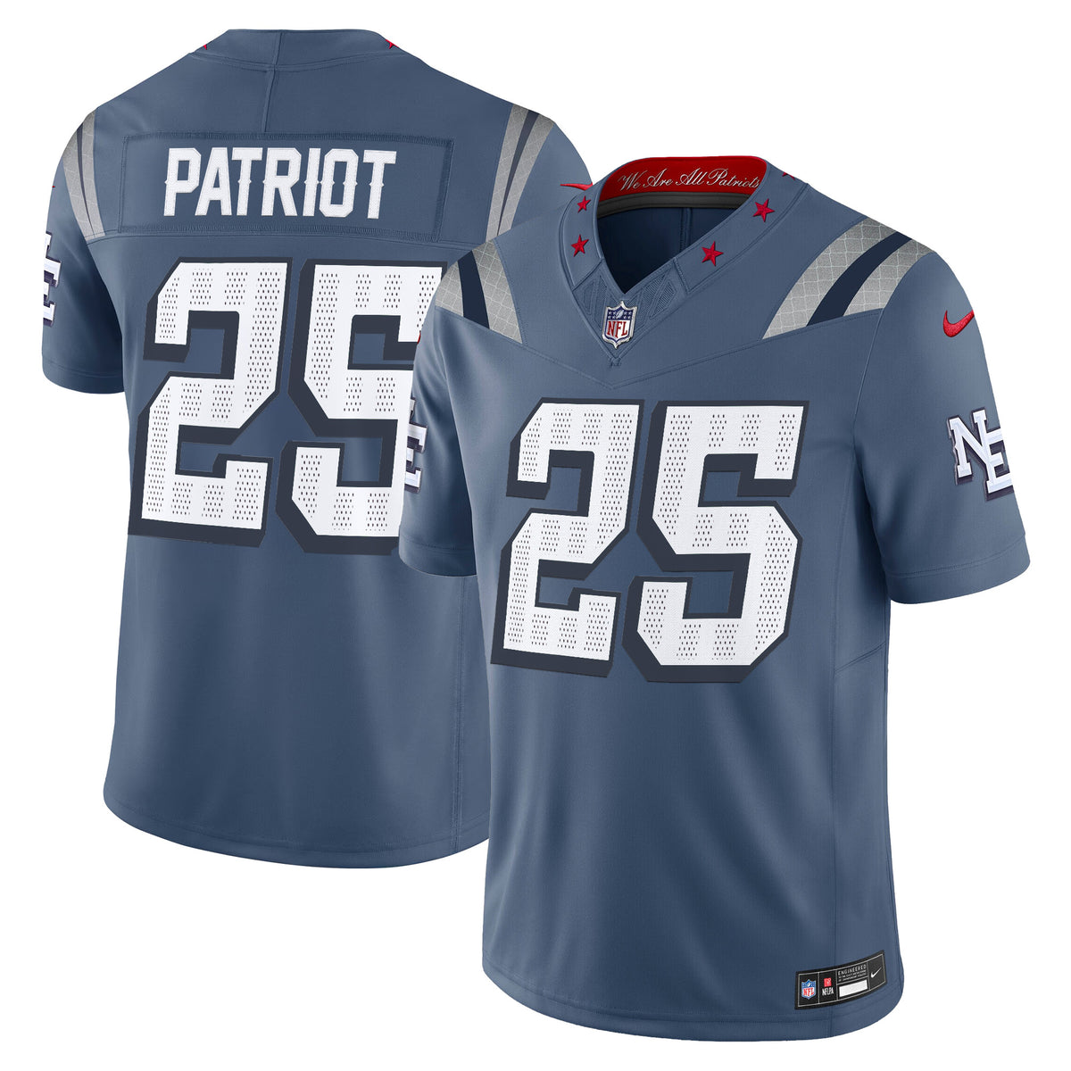Men's New England Patriots 2025 Vapor Limited Jersey - All Stitched - Storm Blue - #25 Patriot — view 1