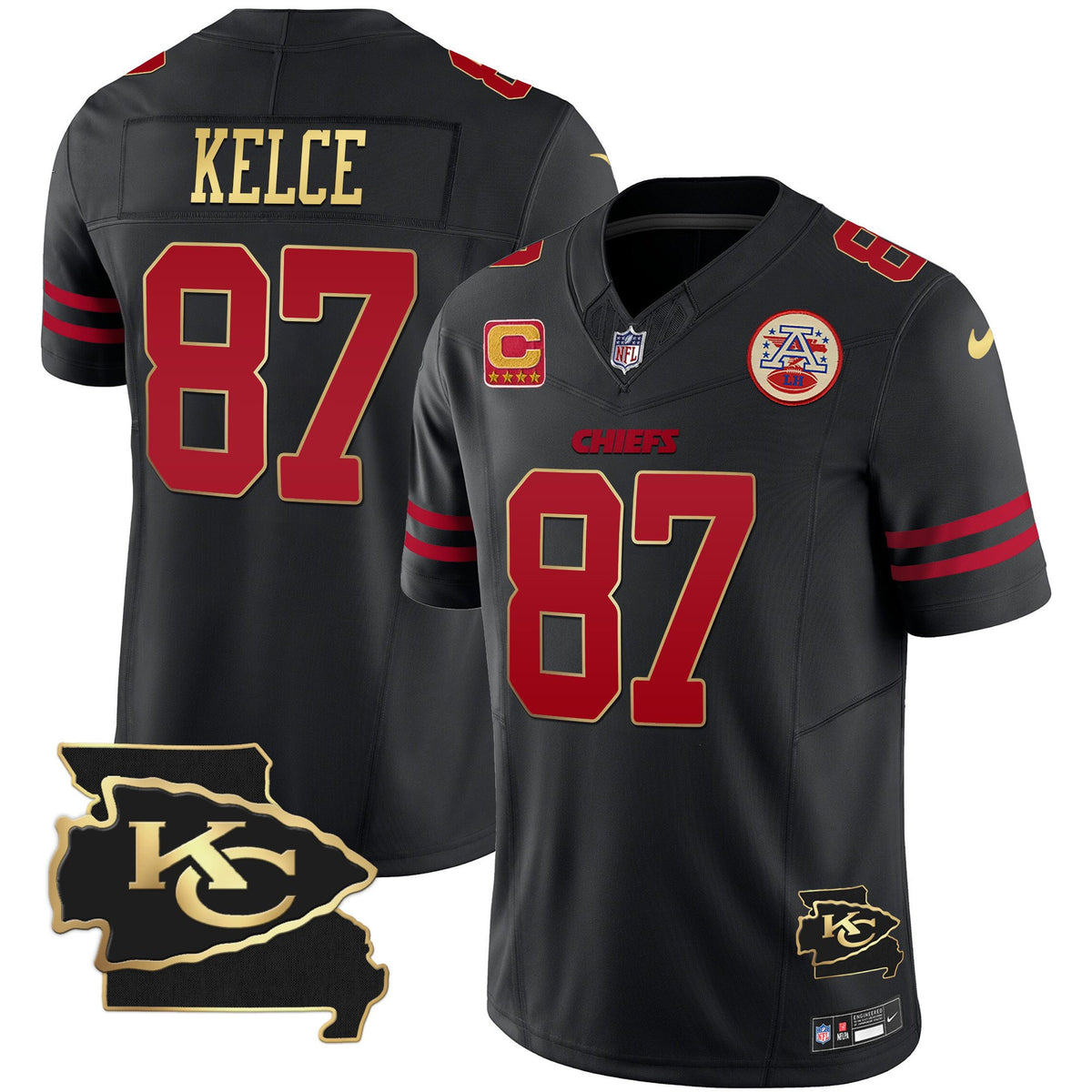 Men's Chiefs Missouri Patch Vapor Limited Jersey - All Stitched - Gold Trim - Travis Kelce — view 1