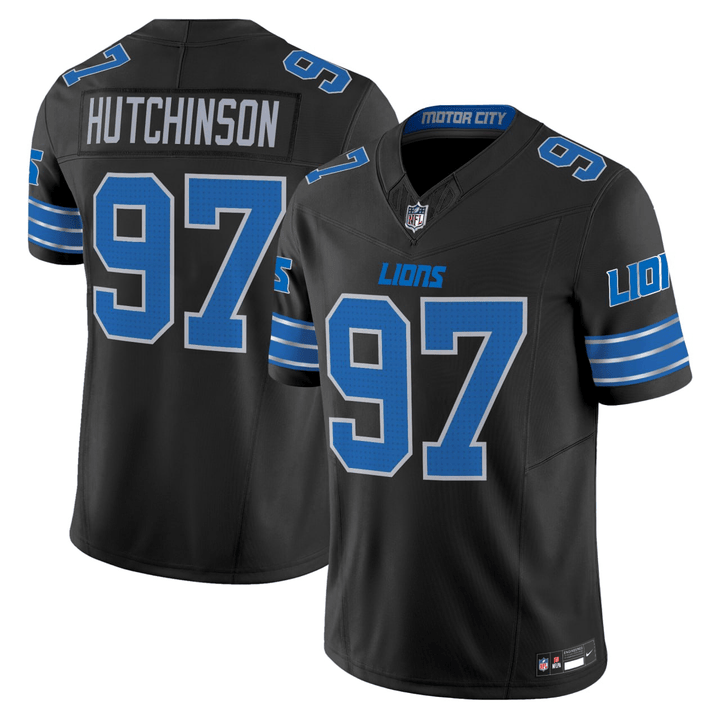 Aidan Hutchinson #97 Detroit Lions Black Jersey - All Stitched - Aidan Hutchinson — view 1