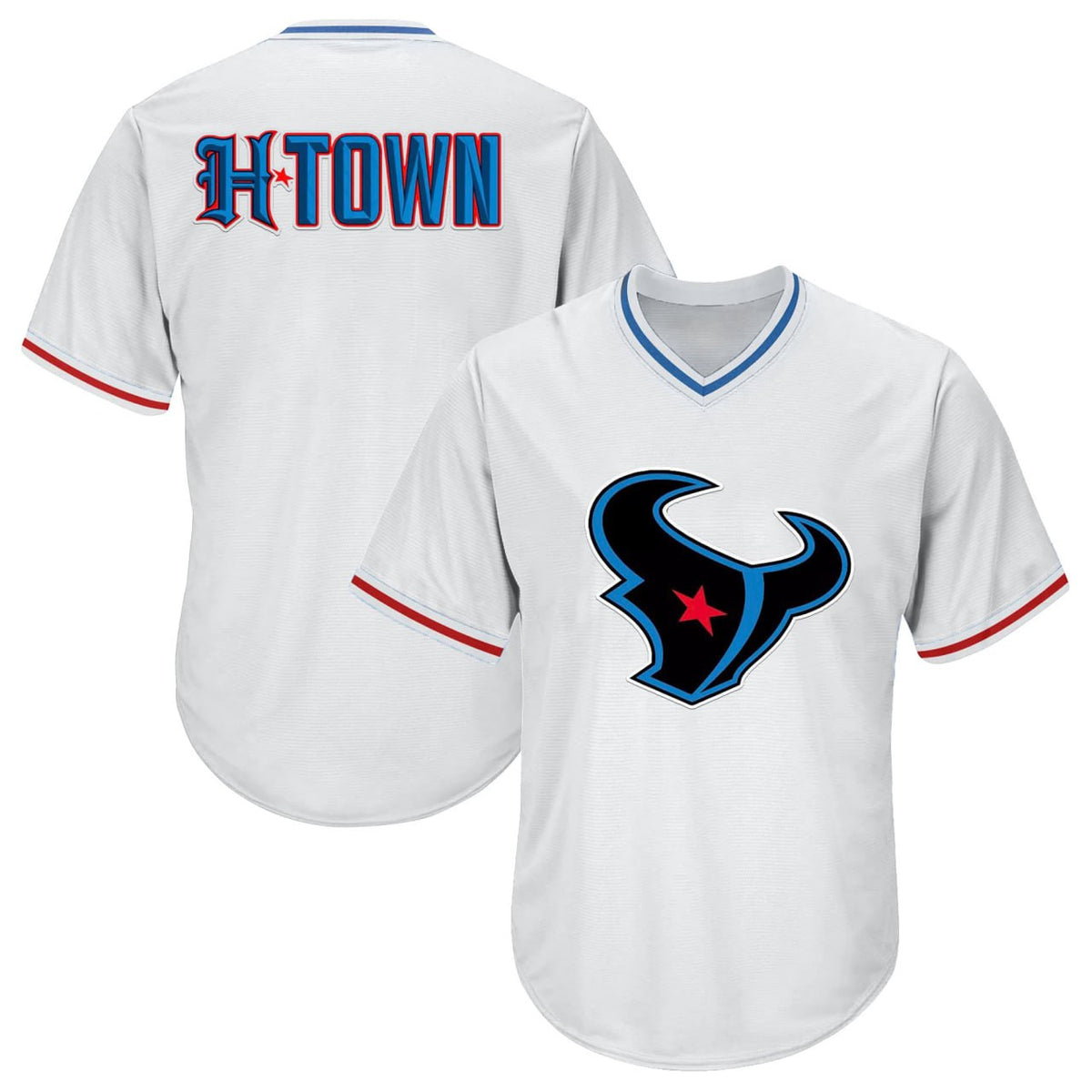 H-TOWN Pullover Houston Texans Jersey - All Stitched - White — view 1