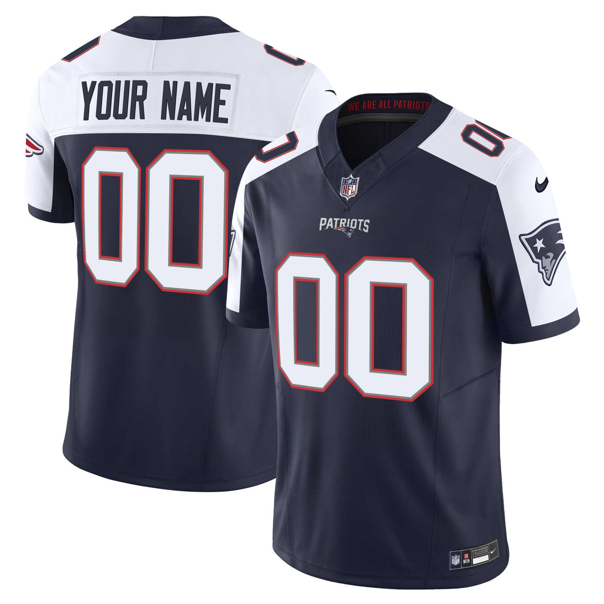 Patriots Vapor Limited Custom Jersey - All Stitched - Alternate — view 1