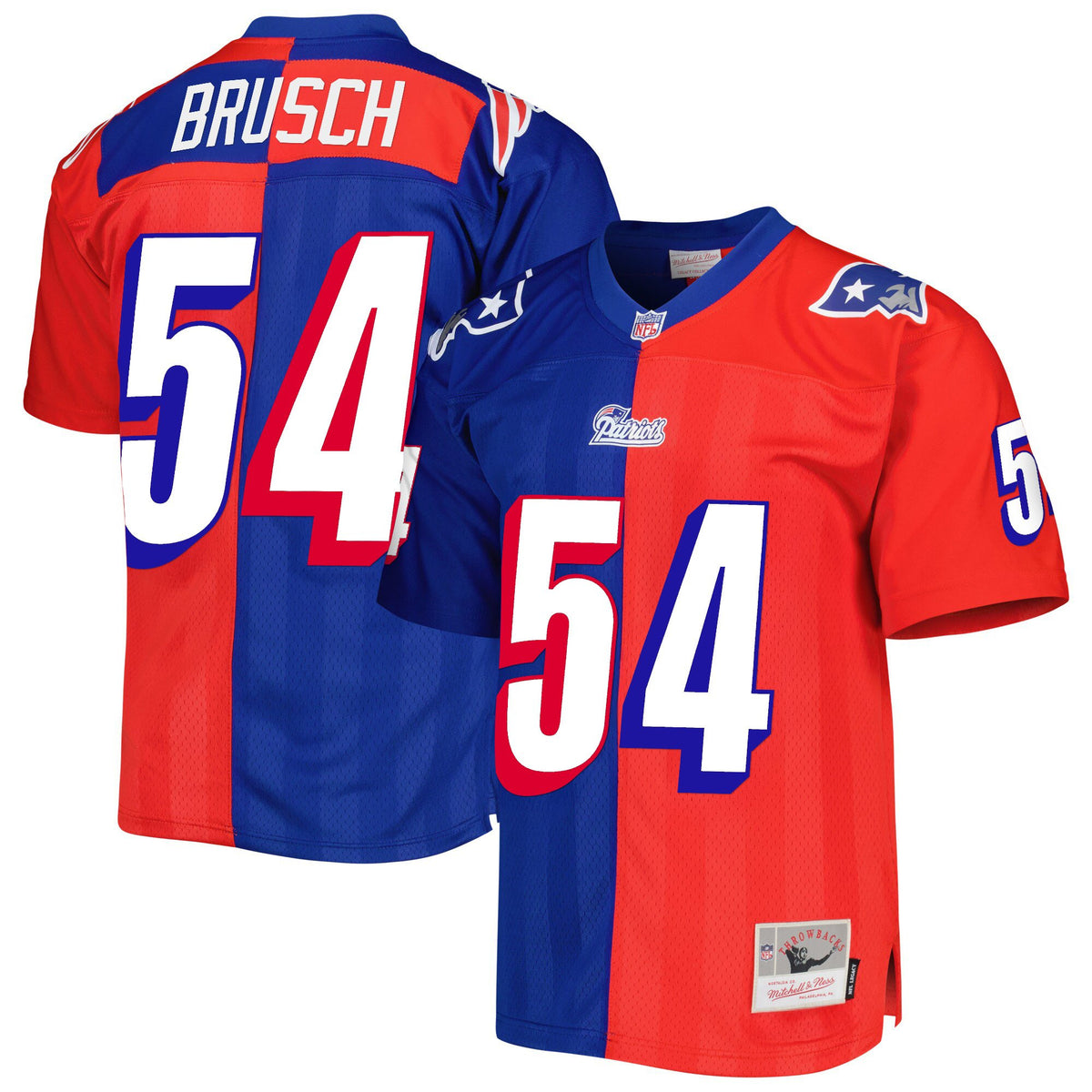 Men's New England Patriots Throwback Player Jersey - All Stitched - Split - Tedy Brusch — view 1