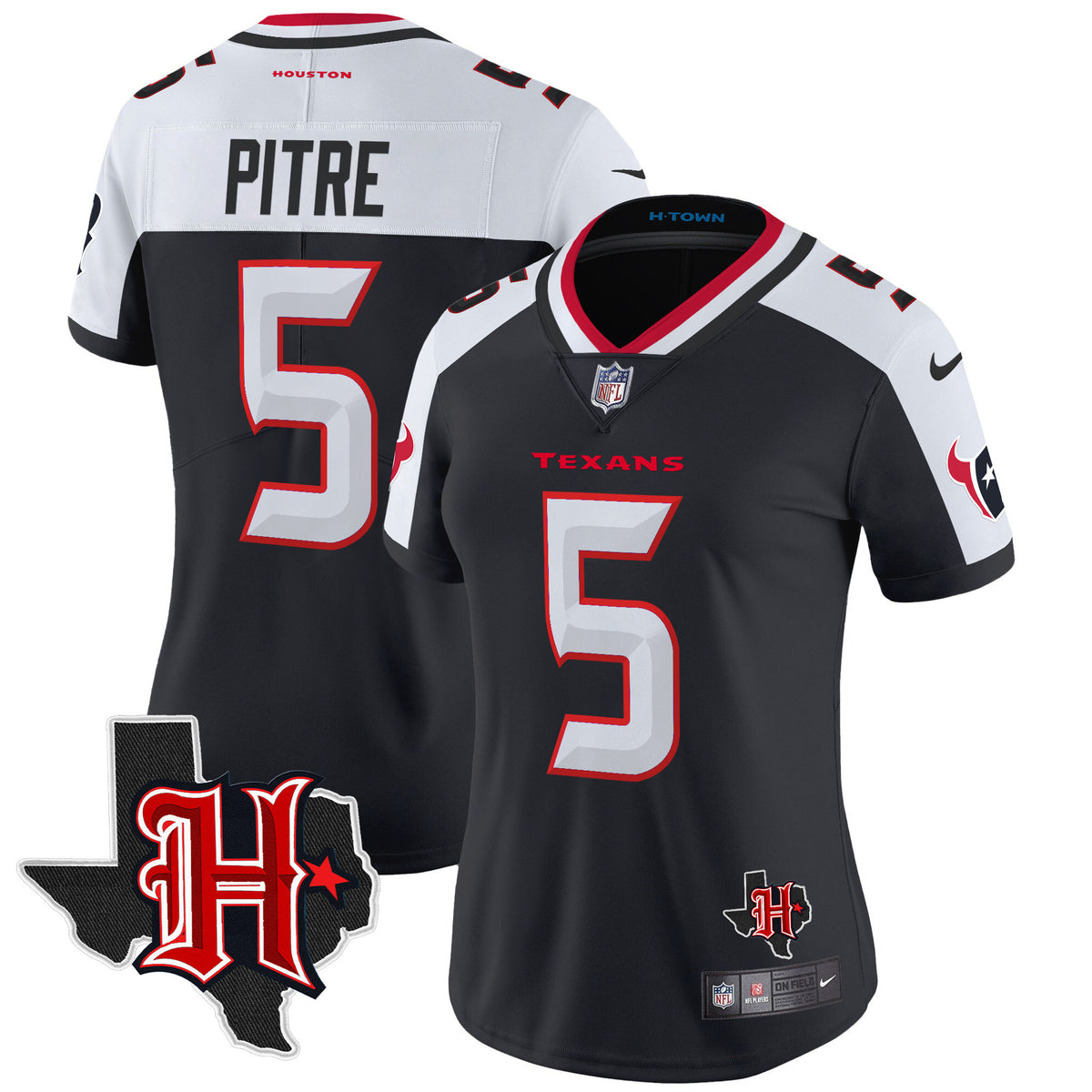 Women's Houston Texans 2024 Texas Patch Vapor Limited Jersey V5 - All Stitched - Navy Alternate - Jalen Pitre — view 1