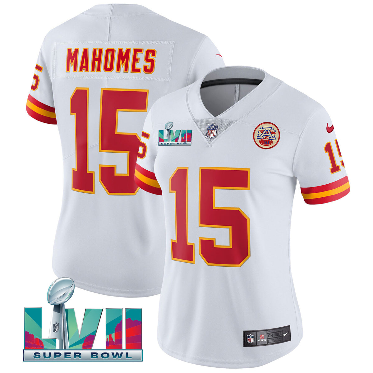 Women's Chiefs Throwback Limited Vapor Jersey - All Stitched - White - Patrick Mahomes — view 1